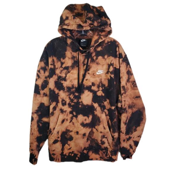 Nike Sportswear Hoodie Sweatshirt Men's Brown Tie Dye Camo BV2654-010 Large - Picture 1 of 8